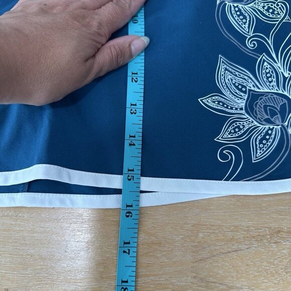 Athleta Swift Side Zip Floral Skirt/Skort Dark Teal White Trim Size 8 Hawaii - Picture 10 of 12
